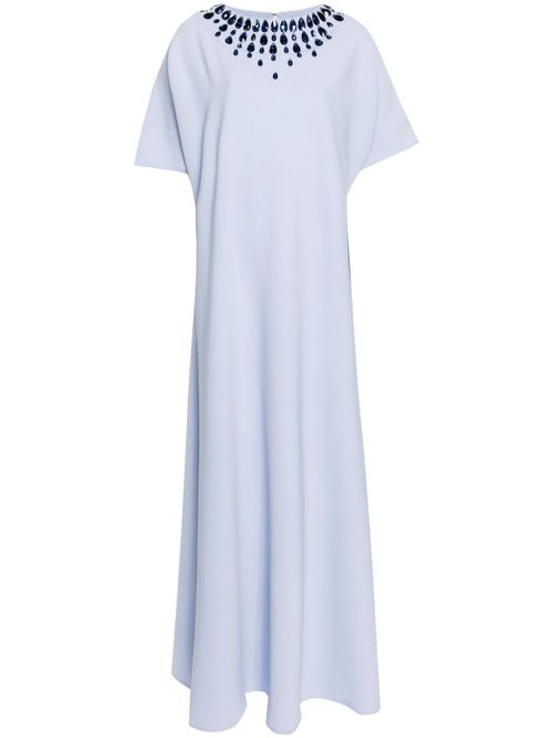 Crystal-embellished crepe maxi dress - Blue