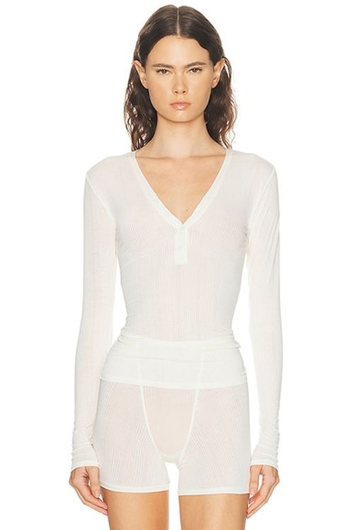 Negative Underwear Whipped Henley in Cream - Cream. M also in L, S