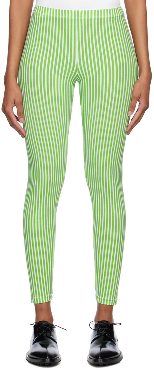 Green &amp; White Stripe Leggings