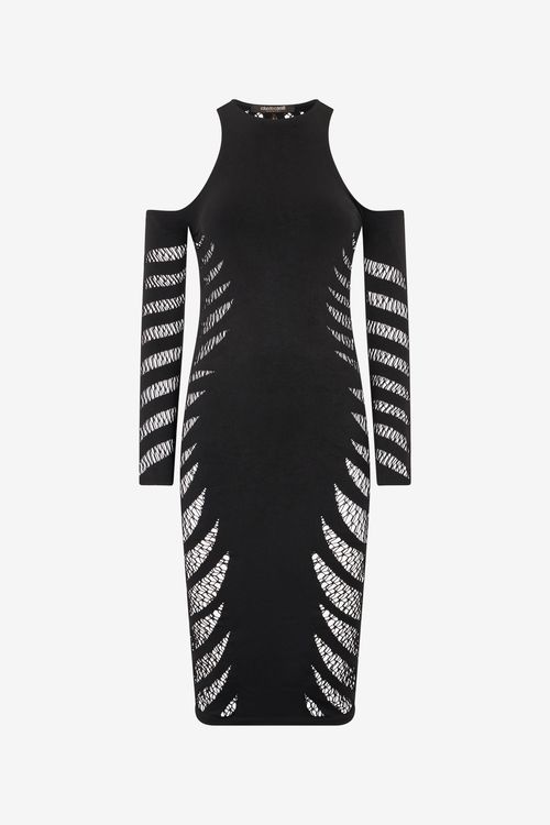 Midi Dress With Perforated Pattern