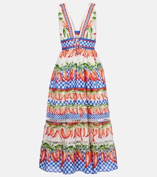 Printed cotton midi dress