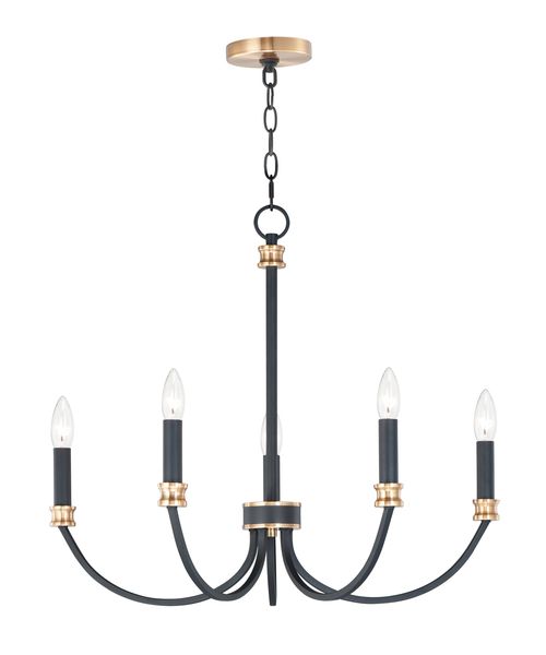 Maxim Charlton 5-Light Transitional Chandelier in Black and Antique Bra