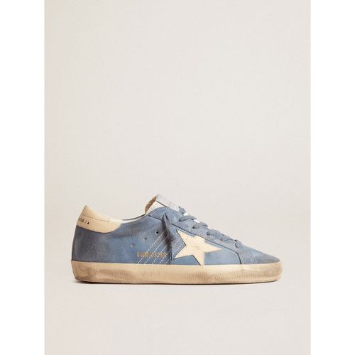 Golden Goose - Super-star In Light Blue Suede With Beige Leather Star And Heel Tab, Woman