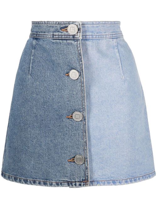 Two-tone denim mini skirt - Blue