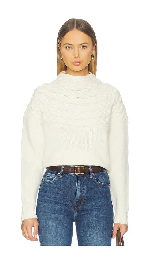 Theory Cable Yoke Pullover in Ivory. S also in L