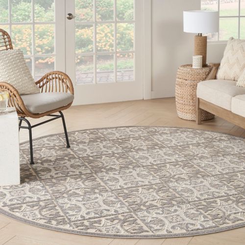 Nourison Home Splash 7'10" X Round Small Geometric Area Rug, Ivory/Gray