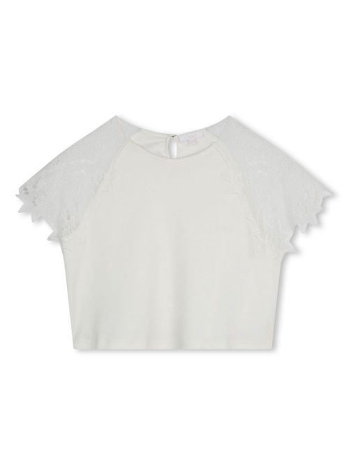 Guipure-lace organic cotton T-shirt - White