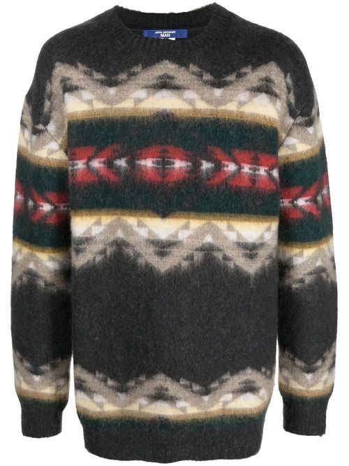 Intarsia-knit oversize jumper - Grey