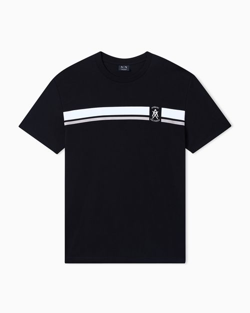 Regular fit T-shirt with contrasting band and logo