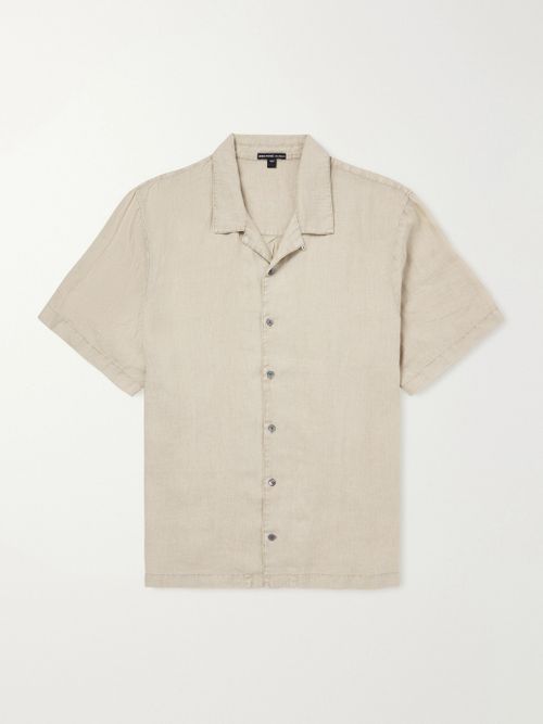 Convertible-Collar Linen Shirt