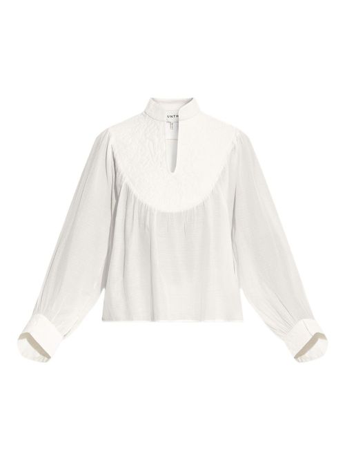 Embroidered yoke blouse - White
