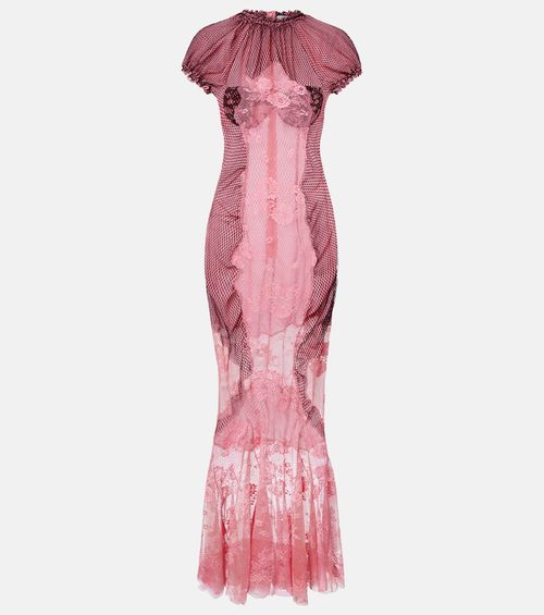 Sheer lace and mesh maxi dress