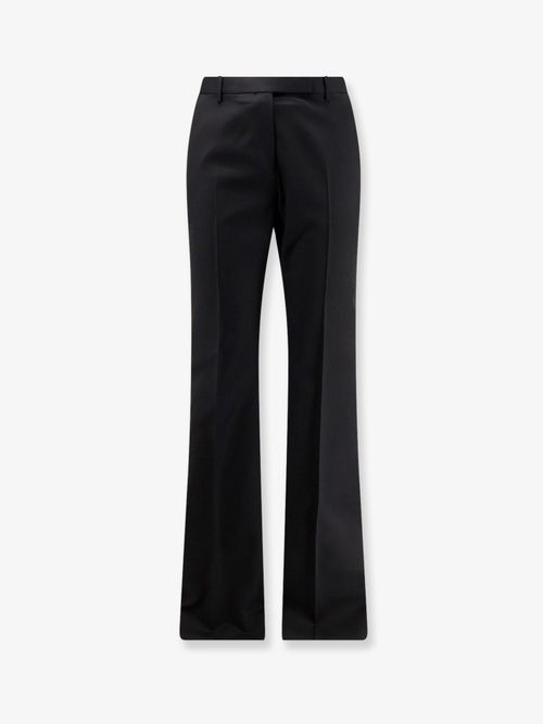 Wool-Silk Tailored Trousers — Black