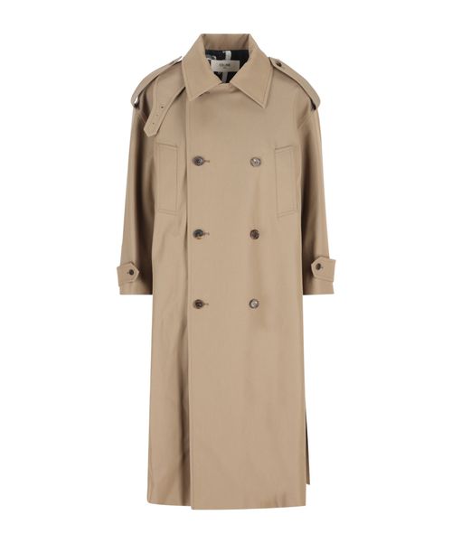 Trench coat IN COTTON AND WOOL GABARDINE