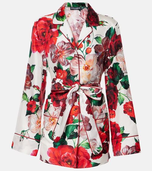 Floral silk satin shirt