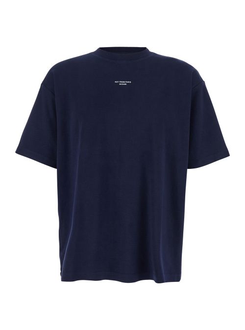 Slogan-Printed Cotton T-Shirt — Navy