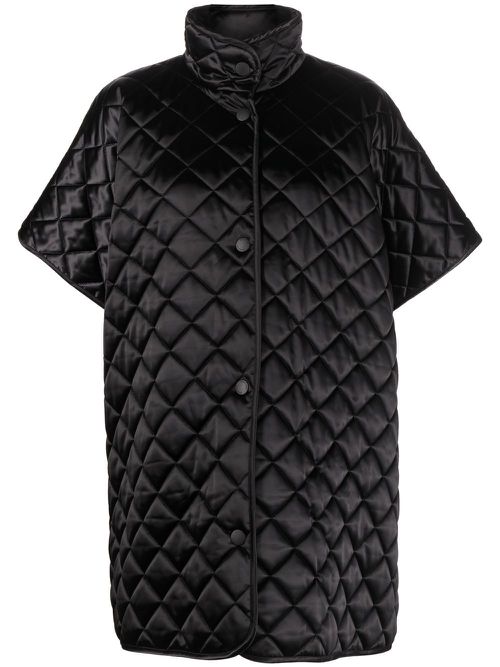 Quilted short-sleeve coat - Black
