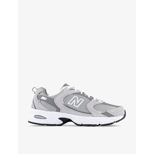 Mens Raincloud Grey White MR530 Logo-embossed Leather and Mesh Low-top Trainers