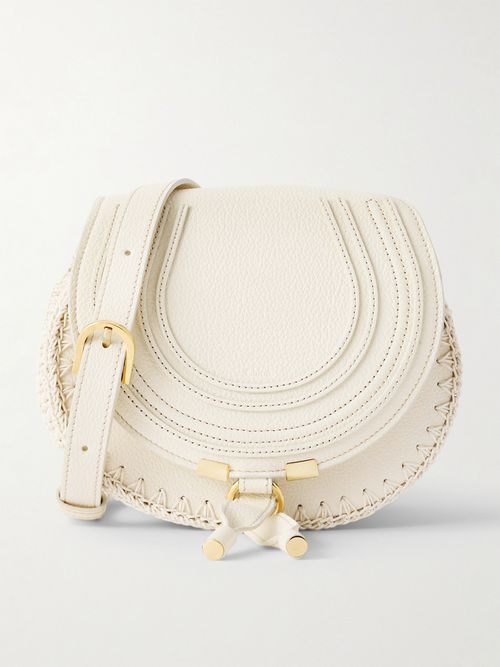 Marcie Textured-leather And Crocheted Cotton Shoulder Bag - Ivory