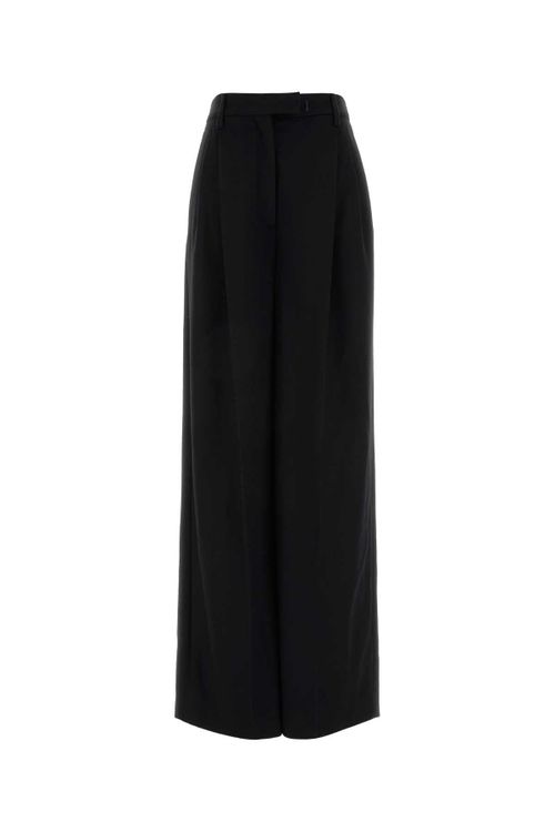 Cashmere Wide-Leg Trousers — Black