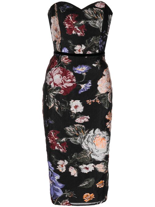 Floral fil-coupé dress - Black