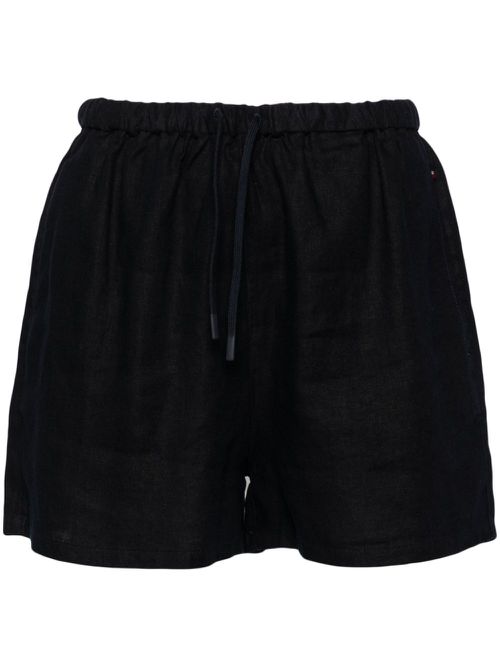 High-waist straight-leg shorts - Blue