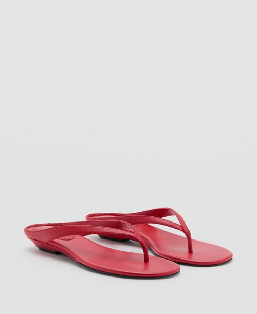 Women's Wedge Leather Sandals - Red