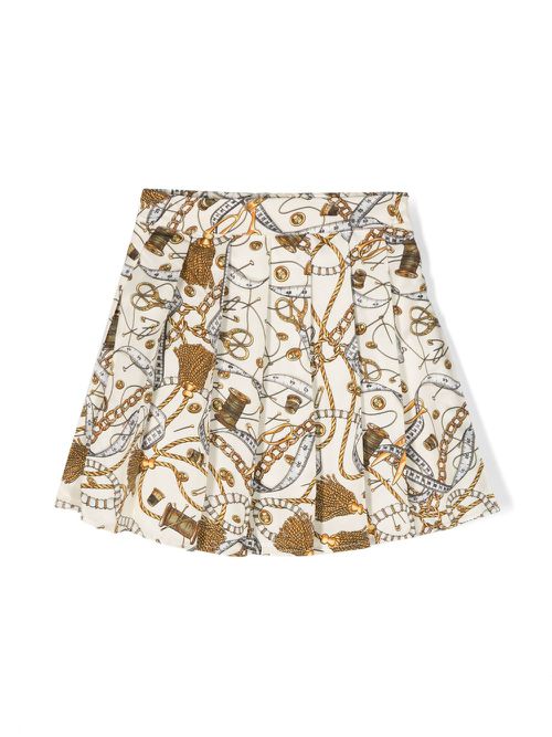 Graphic-print pleated skirt - Neutrals