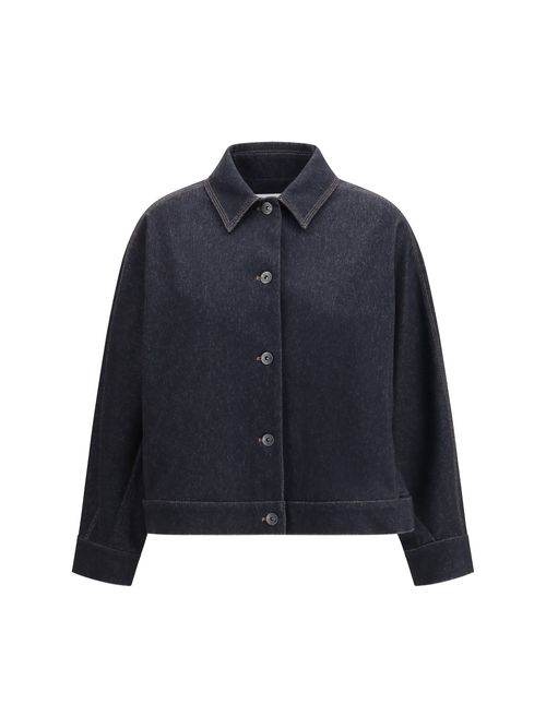 Denim Print Jersey Jacket — Navy