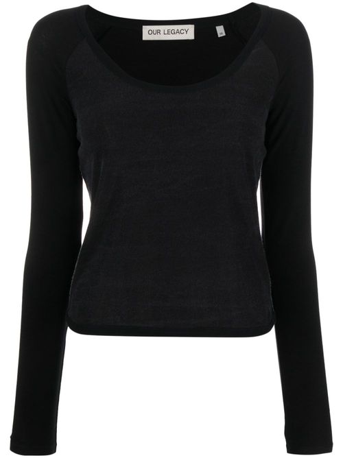 Lyocell-blend knitted top - Black