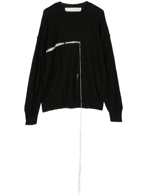 Raw-cut detail knit jumper - Black