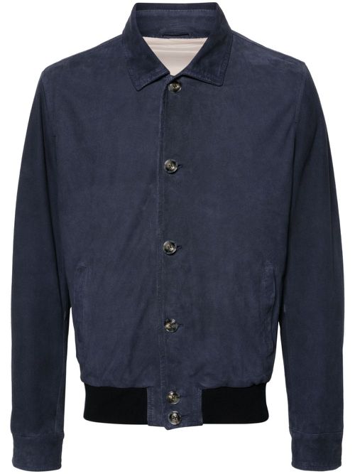 Spread-collar suede jacket - Blue