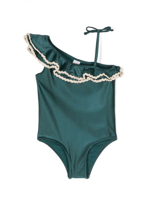 Ruffle-collar one-piece swimsuit - Green