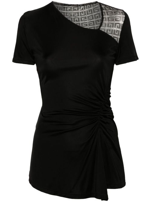 4G-lace draped top - Black