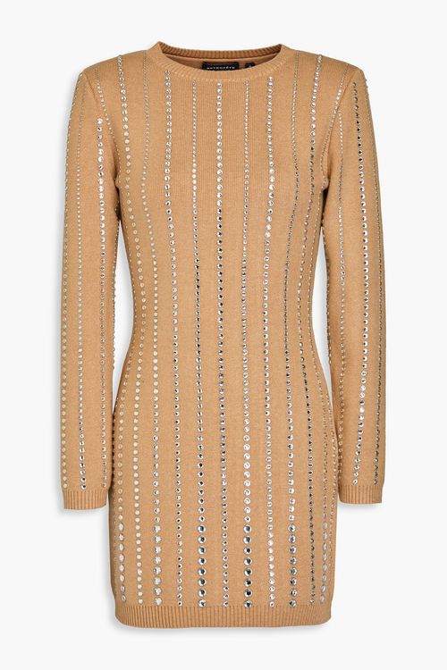 Virginia embellished metallic knitted mini dress
