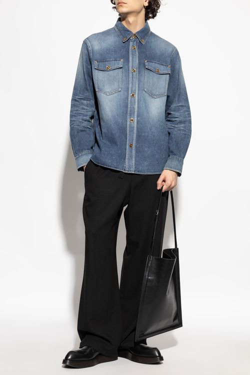 Versace Denim Shirt, Men's, Blue
