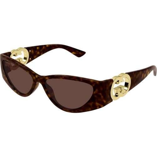 Gucci Woman Gucci GG1824S 002 Sunglasses Injected Havana Brown Cat Eye
