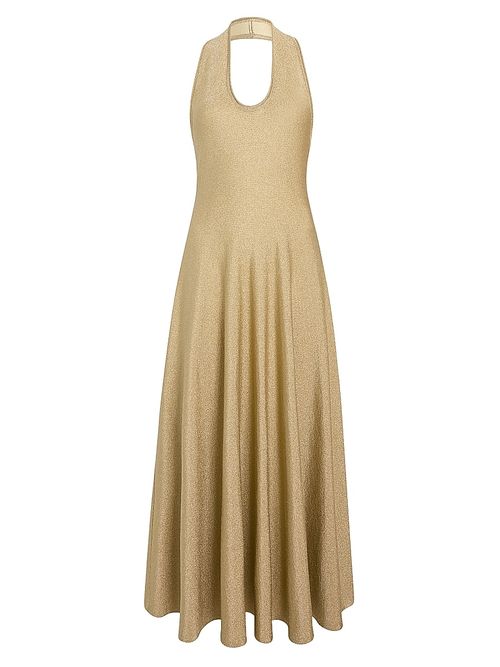 Women's Melina Metallic Halter Cocktail Dress - Gold