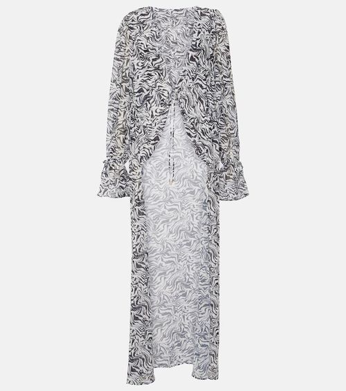 Zebra-print chiffon beach cover-up