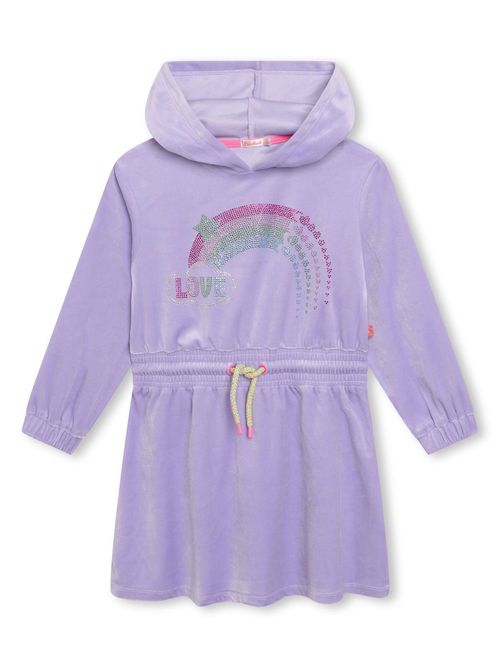 Rhinestone-embellished hooded dress - Purple