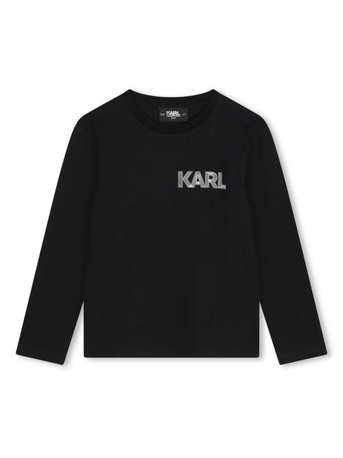 Logo-print long-sleeve cotton T-shirt - Black