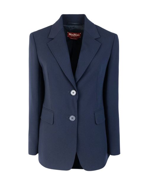 Blue Solid Notched Lapel Blazer