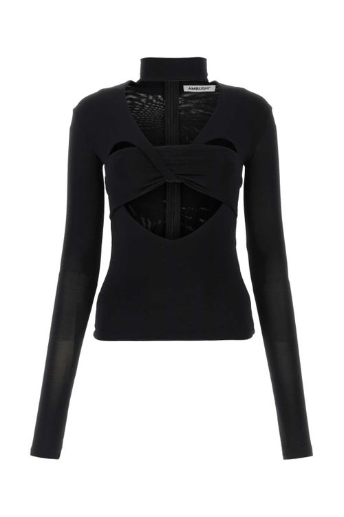 Cutout Viscose Top — Black