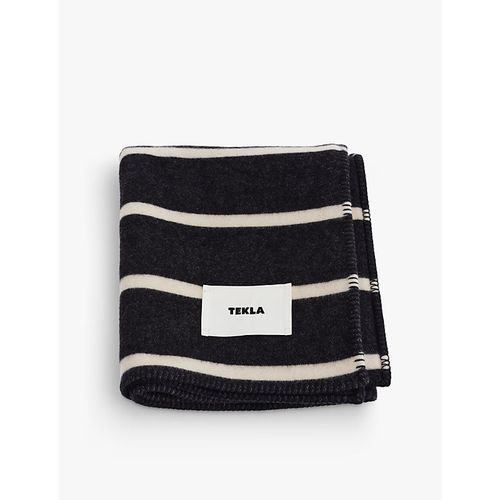 Striped Brushed-Texture Lambs Wool Blanket