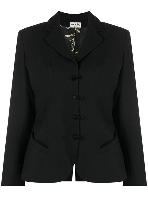 1991-1992 notched lapels skirt suit - Black
