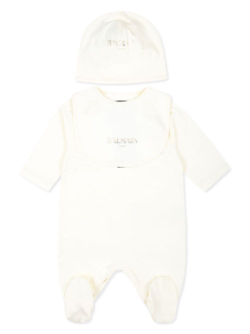 Logo-print babygrow set - Neutrals