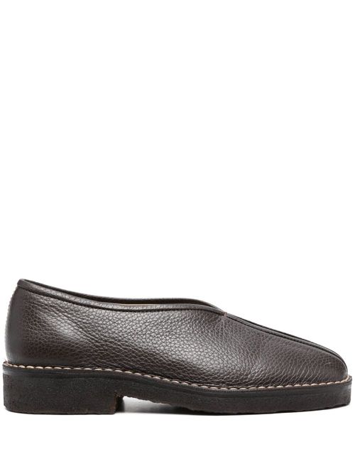 Piped leather loafers - Brown