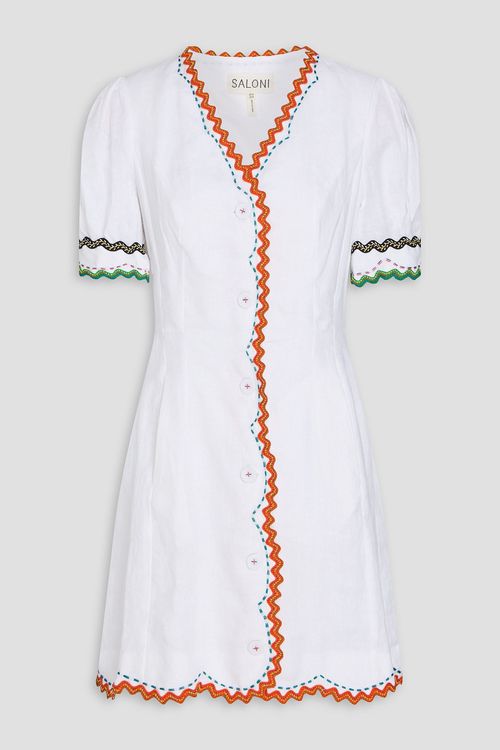 Marlee embroidered linen mini dress - White - UK 10