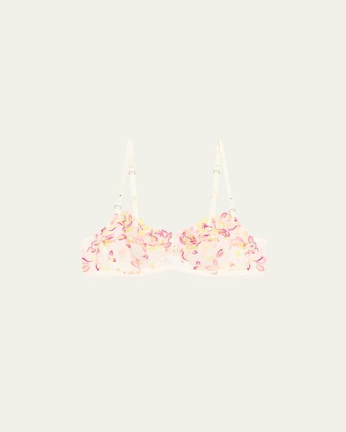 Folie D'Ete Floral-Embroidered Demi Bra