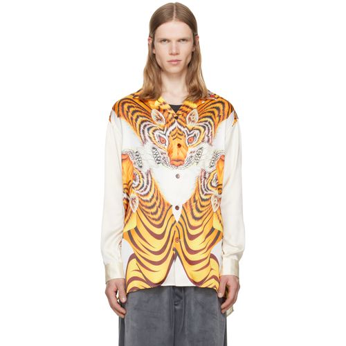 Yellow Satin Graphic Shirt